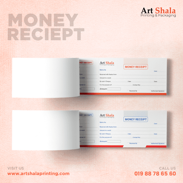 Reciept Paper Color Money Receipt ( One Color) – Artshala Printing